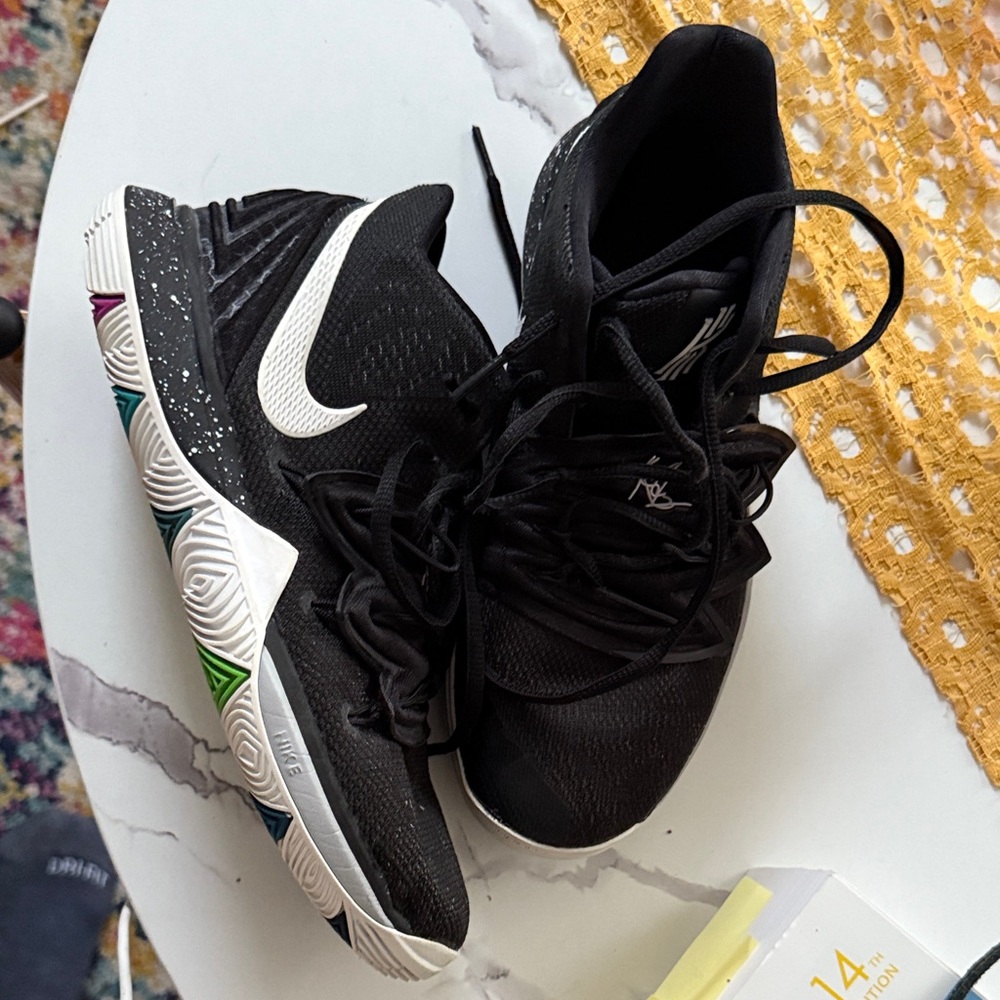 EUC Nike Kyrie 5 Black Magic Black and White Athletic Shoes Sleek Design